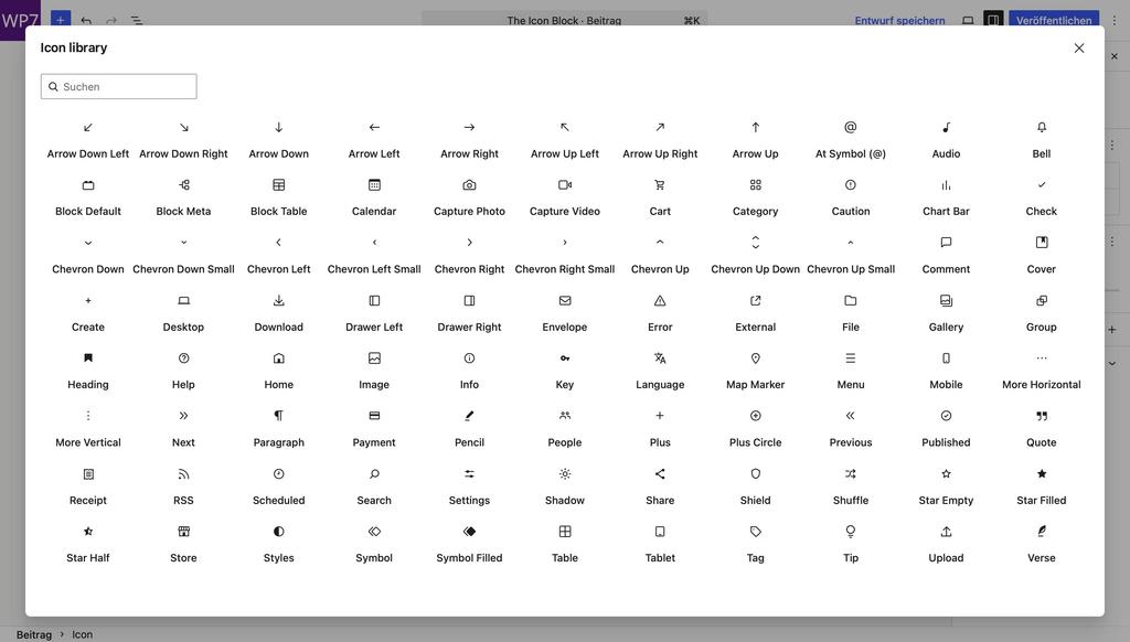 Icon block - overview of all icons